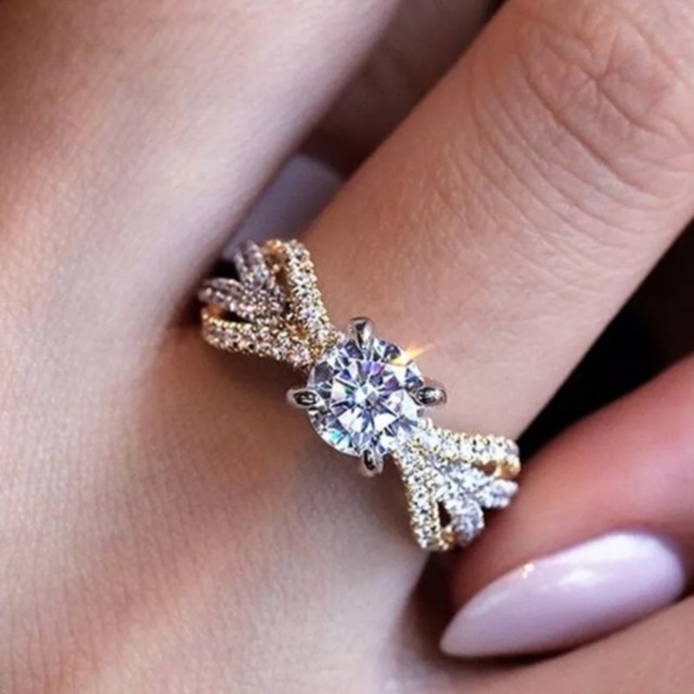 Two Tones 925 Silver Party Ring - image 1